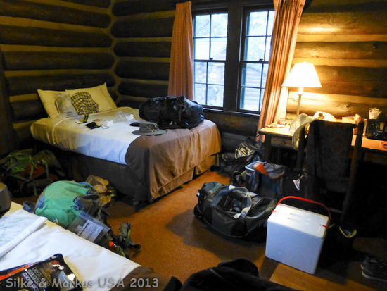 Chaos in unserer Cabin beim Packen für Rim to Rim