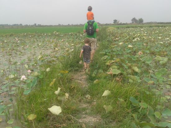 Einsame Wandersleut auf der Lotusfarm.