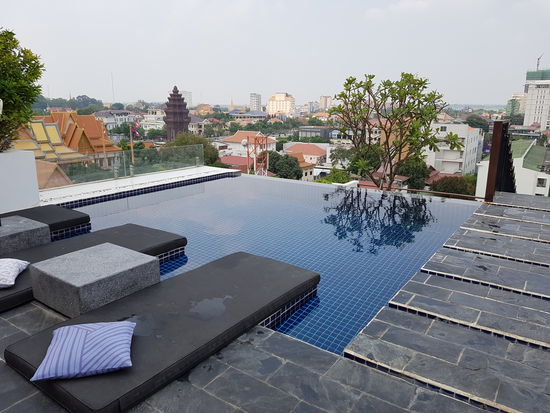 Der Blick auf Phnom Pehn von der Dachterrasse