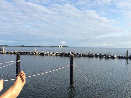 Herrlicher Blick vom Schiff auf den Bodden in der Abendsonne