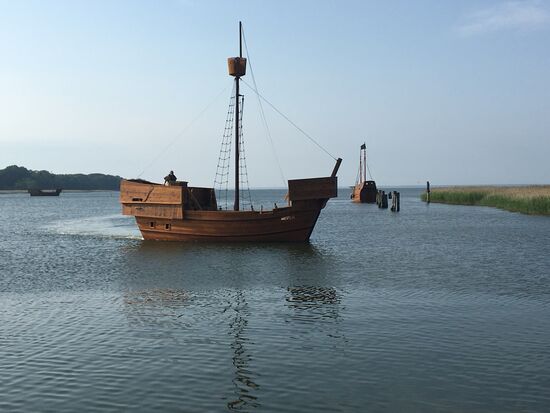 Hier üben die Koggen für das Freilichtspektakel