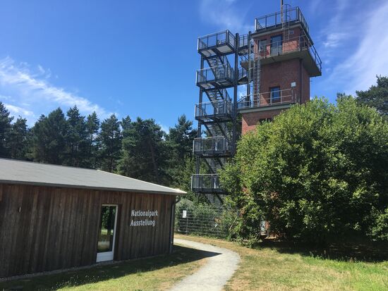 Der Aussichtturm (Lutz: Gittertreppe zum durchgucken)mit Trauzimmer in luftiger Höhe
