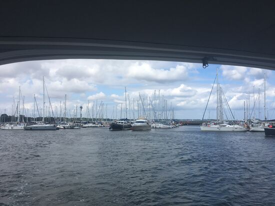 Blick zurück auf den Stadthafen Stralsund