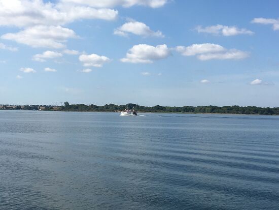 Schnelles Fischerboot im Stelasund