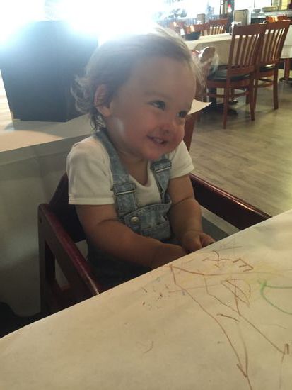 Die Nase noch etwas blutig aber mit lecker Essen und Tischdecke anmalen im  Restaurant ist wieder alles gut