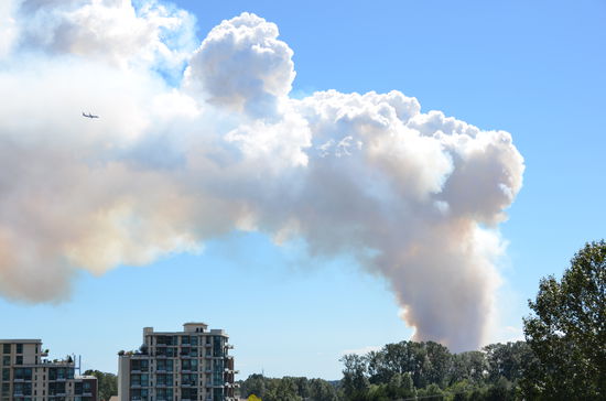 Verstörende Rauchwolken eines Waldbrandes gleich um die Ecke