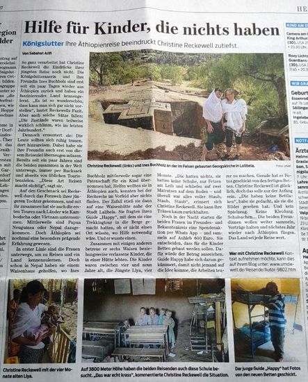 Auch diverse Zeitungsberichte über den Trip der 2 in Äthiopien gibt es mittlerweile! Danke Ihr Zwei seit Klasse! Weiter so!