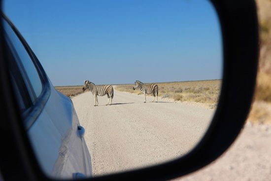 So kann es in Afrika aussehen, wenn man in den Rückspiegel schaut...