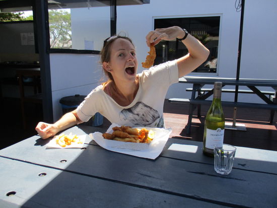 Fish &amp; Chips mit Wein 