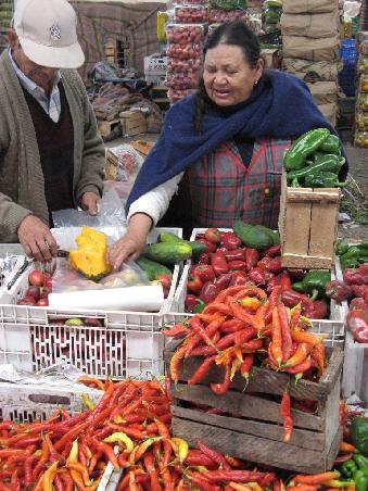 Verkaeuferin auf dem Markt in Riobamba