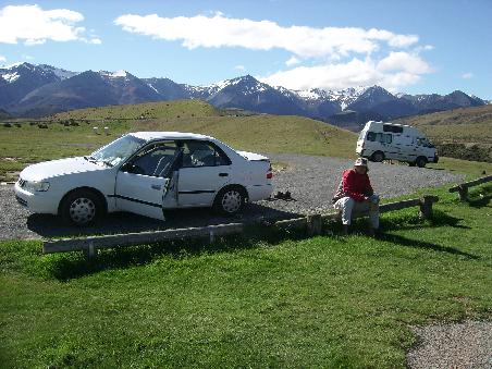 Mittagspause auf der Fahrt nach Christchurch
