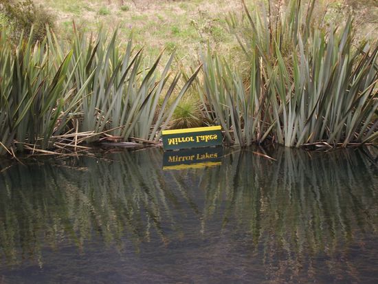 Die Mirror Lakes auf dem Rueckweg, leider kein gutes Wetter mehr, aber in wenig erkennt man die Spiegelung