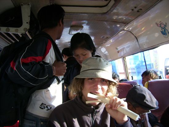 Klebreis pur zum Fruehstueck, daran werde ich mich gewoehnen muessen!