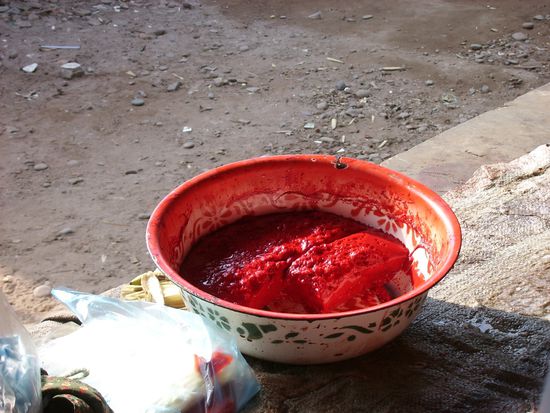 Schweineblut haben wir dann doch nicht als Wegzehrung mitgenommen