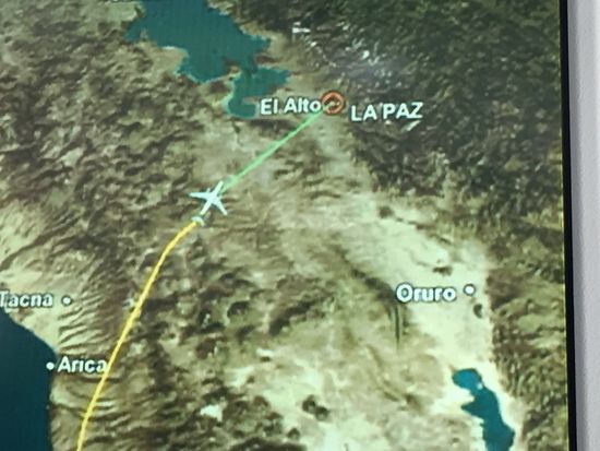Flugroute über die Anden nach La Paz