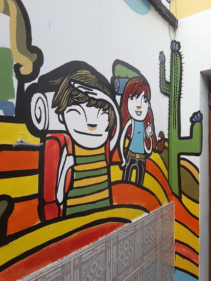 Schöne Wandbemalung im Hostel