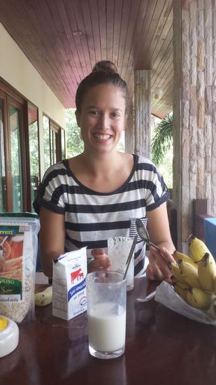 Beim Frühstück auf unserem Balkon