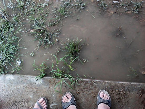 Hat gerade so ausgereicht, die Höhe der Betonplatte 