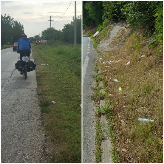 Die Straßenränder werden sorgfältig mit großen Maschinen bearbeitet, die nicht nur Gras und Sträucher schneiden. Es wird auch alles zerschreddert, was aus dem Autofenster fliegt... Wenn man so kilometerlang daran vorbeifährt, könnte man glatt auf Ideen kommen... Z.Bsp. Das es global gesehen vielleicht sinnvoller wäre, wenigstens europaweit ein vernünftiges Pfandsystem für PET Flaschen einzuführen, als Wattestäbchen abzuschaffen...