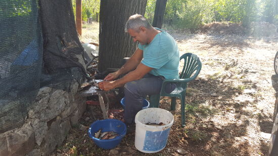 Mischa und Snježana, die am Wochenende in ihrem Ferienhaus sind und nebenbei ein Zimmer vermieten, beherbergen uns für eine Nacht und lotsen uns von der Schnellstraße auf die “Stari Put“ die alte Straße von Cetinje nach Podgorica. Mischa war gleich zeitig morgens seine Netze kontrollieren, aber die Einladung zur Fischsuppe müssen wir diesmal ablehnen. (Wir können ja nicht immer nur essen   )