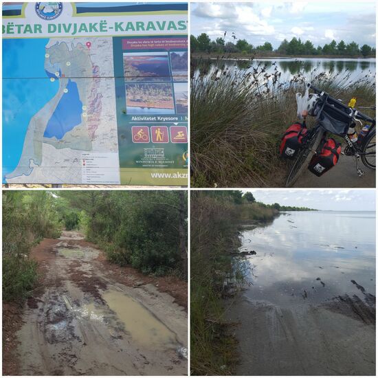 Es gelingt mir leider nicht, die Lagune zu umrunden. Durch den Regen bleibe ich irgendwann im Schlamm stecken und muss zurück (+ 15km) aber die Landschaft und die aufliegenden Vögel sind schon beeindruckend.