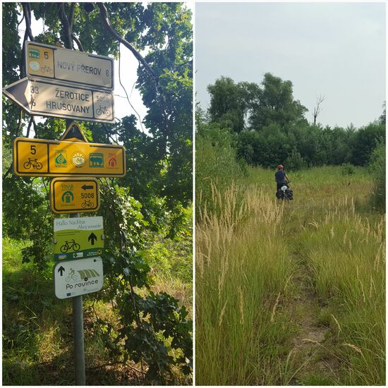 Die Beschilderung ist mitunter besser als der Weg. 90% der Einheimischen ist mit Moutainbikebereifung unterwegs und sie wissen warum.