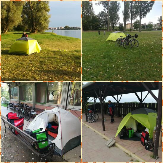 Überhaupt war die Unterkunftssuche sehr einfach. Auch der Fußballverein Sárosd ließ uns duschen und zelten. Früh beim Kaffee kochen schwatzten wir nett mit dem Platzwart. Beim Museum in Hajós bedauerte der Bürgermeister, Dass er uns kein Zimmer anbieten konnte, weil das Museum gerade umgebaut wird. 
(Bezahlen mussten wir nur an zwei Stellen.)