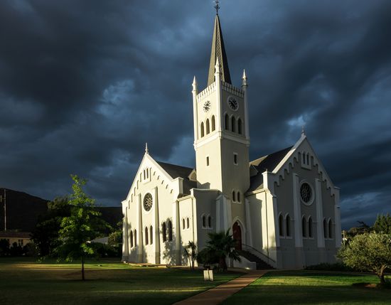Kirche in Barrydale bei Sonnenuntergang