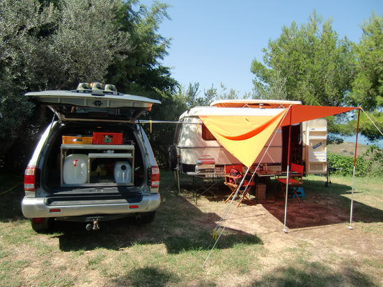 unser Platz mit Blick aufs Meer