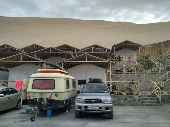 Im Ecocamp Desert Nights. Die höchste Sanddüne der Welt mit 2000 m steht in der Nähe von Nazca.
