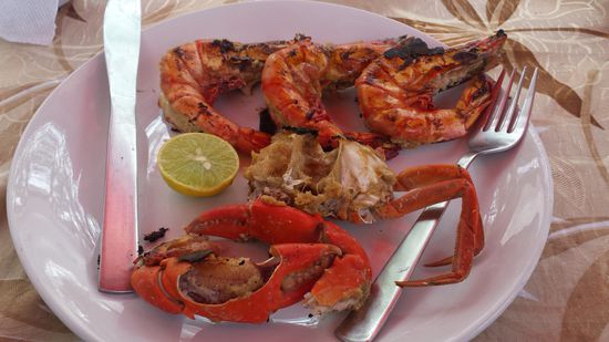 Mein Mittag, Fangfrisch und die Krabbe Lebend bekommen...