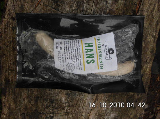 Da steht nicht nur drauf, dass es Thüringer Würstchen sind, die schmecken auch tatsächlich so - echt lecker