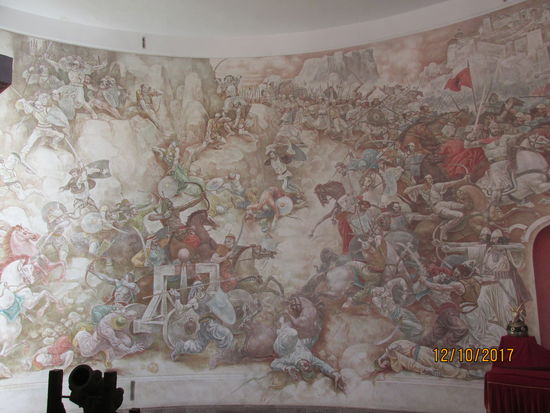 Liebevoll gestaltete Schlachtenszenen als Fresko