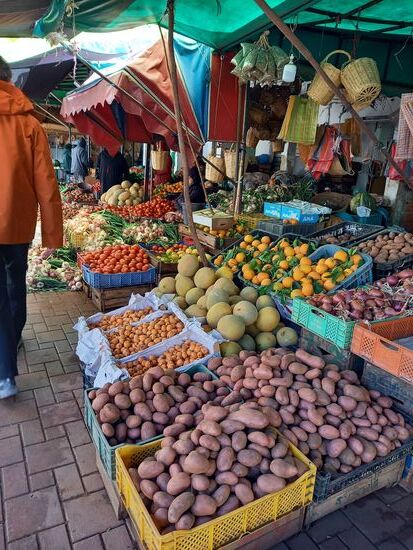 Wir gehen noch kurz über den kleinen Markt,  ehe es weiter nach Meknes geht.