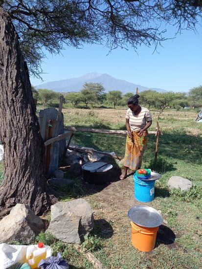 Kochen mit Blick auf den Mount Meru