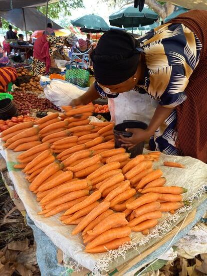 Von den Möhren kaufen wir drei Eimer voll.