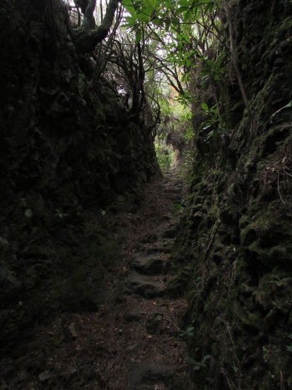 In Stein gehauene Stufen und immer weiter abwärts.
