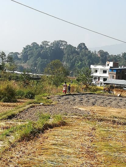 Schon sind sie zu Fuß unterwegs Richtung Heimatort.