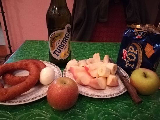Unser Abendessen sieht so aus.