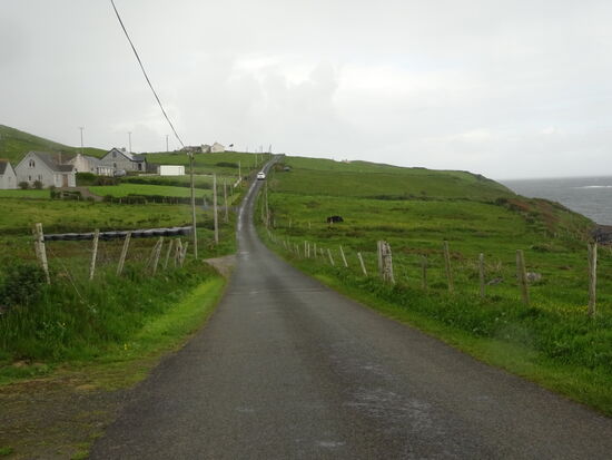 Auf der Landzunge Richtung St. Johns Point geht es kilometerweit auf einer schmalen Straße  entlang.