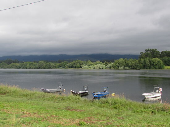 Dann geht es kilometerweit immer am Fluss entlang.