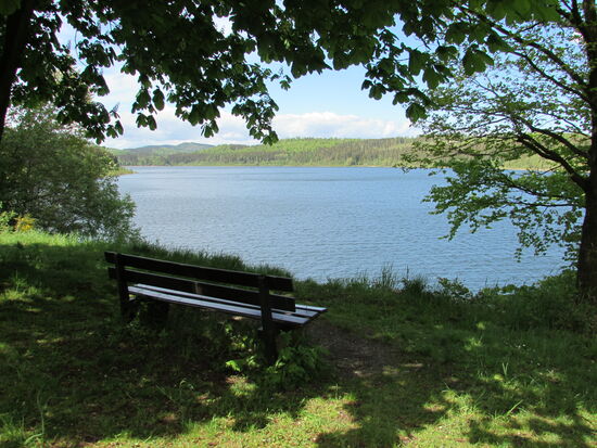 Kaum ein paar Schritte gegangen, kommt auch schon der erste Rastplatz mit schöner Aussicht.