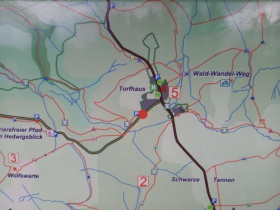 Vom Parkplatz aus wandern wir zur Wolfswarte