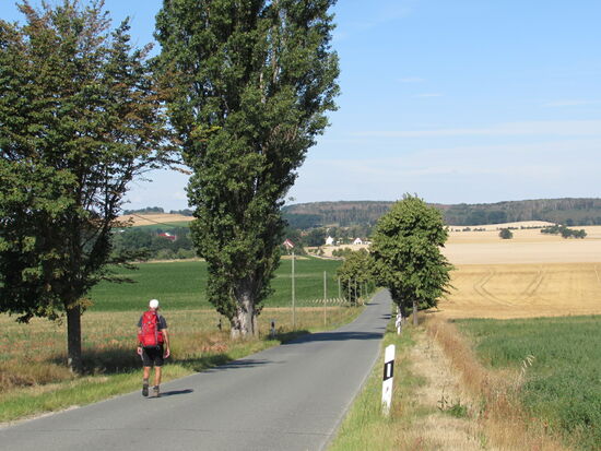 Entlang der Landstraße geht es zum kleinen Dorf Leckwitz.