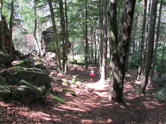 Steil bergab geht es zum Teufelstein weiter.