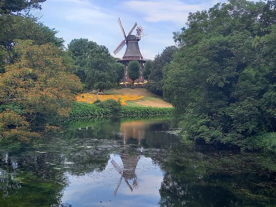 Blick auf die Windmühle am Wall