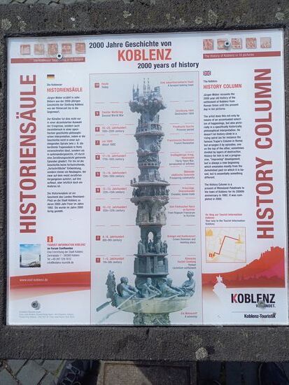 Die historische Säule am Görresplatz hat uns beeindruckt. 2000Jahre Geschichte von Koblenz in einer Säule dargestellt.