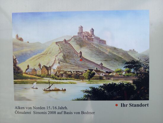 Am Wegesrand gab eine Informationstafel diese Ölmalerei als Überblick.