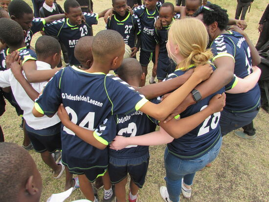 Sammeln vor dem Spiel.