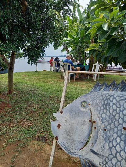 Unten am Hafen sind wir auf Empfehlung von Dave in dieses Restaurant gegangen. Hier gibt es frischen Tilapia. Wir haben uns heute aber für Hähnchen entschieden.